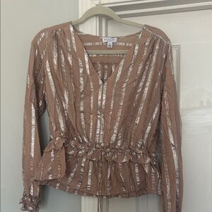 Current Air Shimmering Tan and Silver Blouse